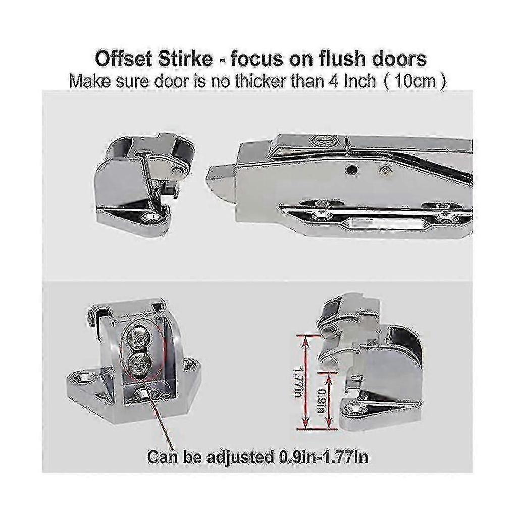 Cooler Door Latch Kit. Safety Freezer Door Latch Handle Set. With Adjustable Offset Strike And