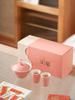 Simple Ceramic Kung Fu Tea Set,one Pot,two Cups,pink Two-color bowl,Goddess Festival Souvenir,matcha Tool,tea Set,kitchen,dining