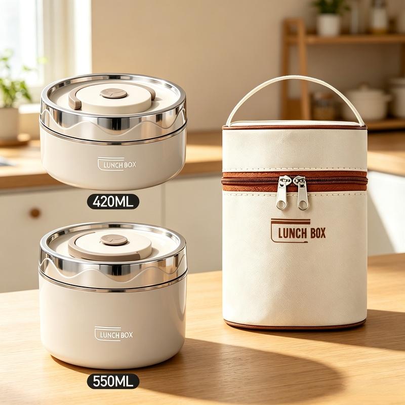 Portable Stainless Steel Bento Box Set Leakproof Insulated Food Container with Thermal Lunch Bag for Office School