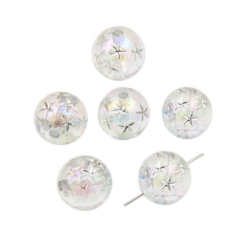

Gold and Silver Star Resin Acrylic Round Beads for DIY Jewelry and Earring Accessories