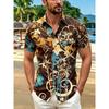 Camisa de Verano para Hombre, Estampado Floral de Lujo Ligero, Holgada y Fina, Top Casual de Manga Corta para Playa y Viajes