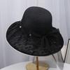 New lace mesh bow mesh hat women's breathable hollow sunshade straw hat seaside vacation sunscreen hat