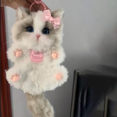 Kawaii Twisty Stick Little Cat Pendant Craft Kitten DIY Material Kit With Keychain Kitten Pendant Material Package