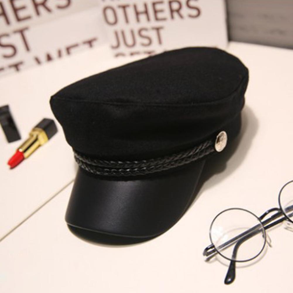 Women Men Octagonal Button Thin Flat Casual Outdoor School Beret Artist Cap Hat Unisex