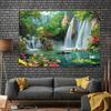 2D Wald Wasserfall Wandteppich Natur See mit Boot & Schwan Hintergrundtuch für Zuhause