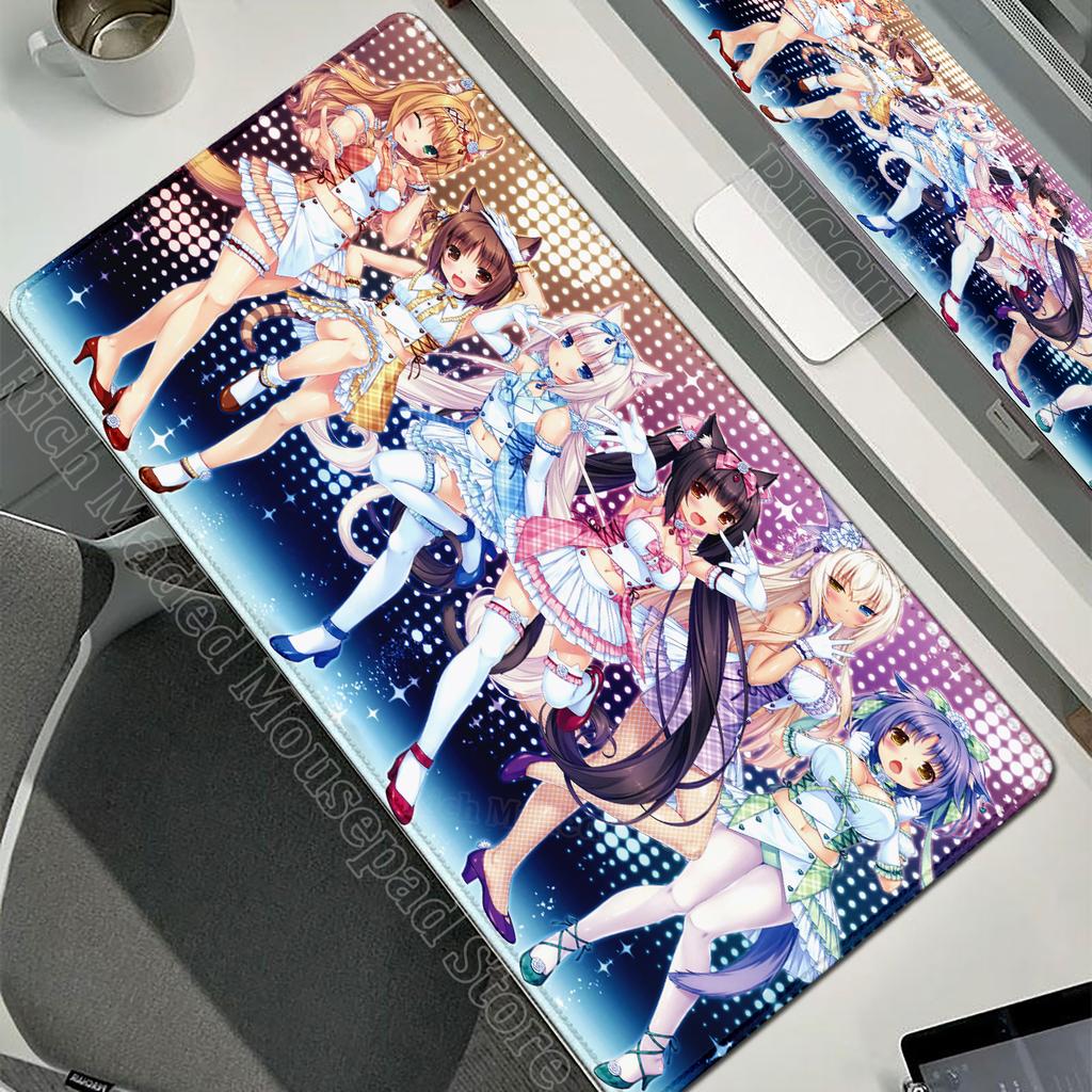 XXL Gamer Computer Desk Mat Nekopara Mouse Pad Cute Anime Girl Mousepad Carpet Office Laptop Mousemat Desktop Table Mat 900x400