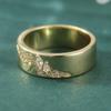 Aesthetic Inlaid White CZ Women's Ring Trendy Gold Color Hand Carving Leaves Daily Wear Party Jewelry Anniversary Gift