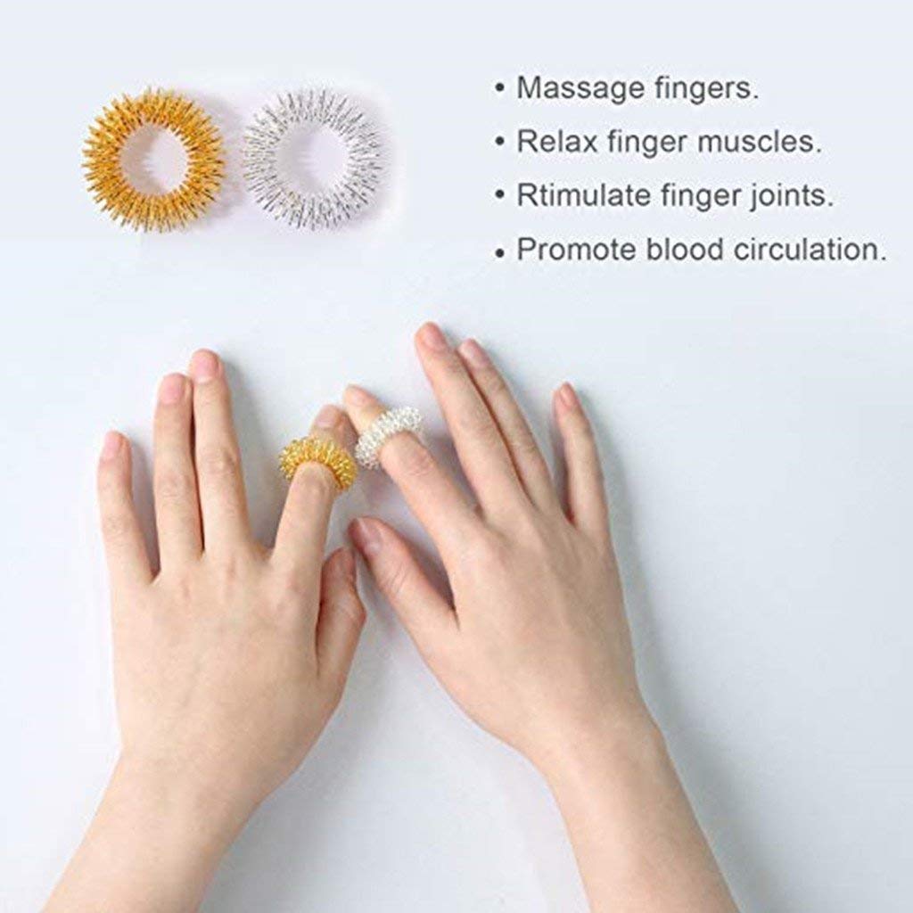 AHCS Accupressure Hand Roller Massager 1pc + Sujok Finger Ring 2pc Kit (Hand Hard 1 sujok 2)
