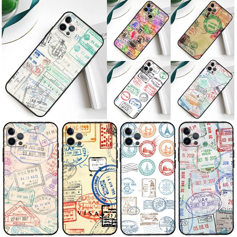 Retro Post Card Passport Stamps For Samsung Galaxy A06 A05 A16 A54 A34 A14 A55 A35 A15 A53 A33 A13 A22 A32 A52 Phone Case