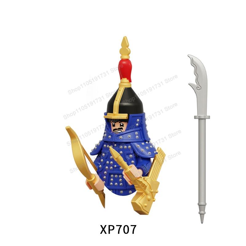 MOC Chinese Soldier Figures Building Blocks Shangzhou Dynasty Qin Dynasty Castle Warrior Knights Army Accessories Bricks Toys