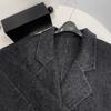 Lazy Loose High-end Black and Gray Herringbone Pattern Double-sided Wool Coat Women's Medium and Long 25 Autumn and Winter