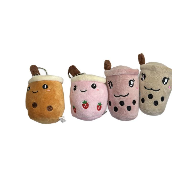 Cross-border Cute Bubble Tea Cup Pendant Keychain - Plush Toy Doll Gift