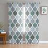 Golden Yellow Blue Geometric Moroccan Retro Transparent Curtains Perfect for Living Room Decoration Window Panel Curtain Kitchen Tulle Sheer Fabric