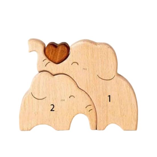 

Деревянная Семейная Слонья Головоломка Персонализированная 2/3/4/5 Семейных Имен Слонья Скульптура для Декора Новоселья Рождества Дня Матери Дня Отца Подарки 2