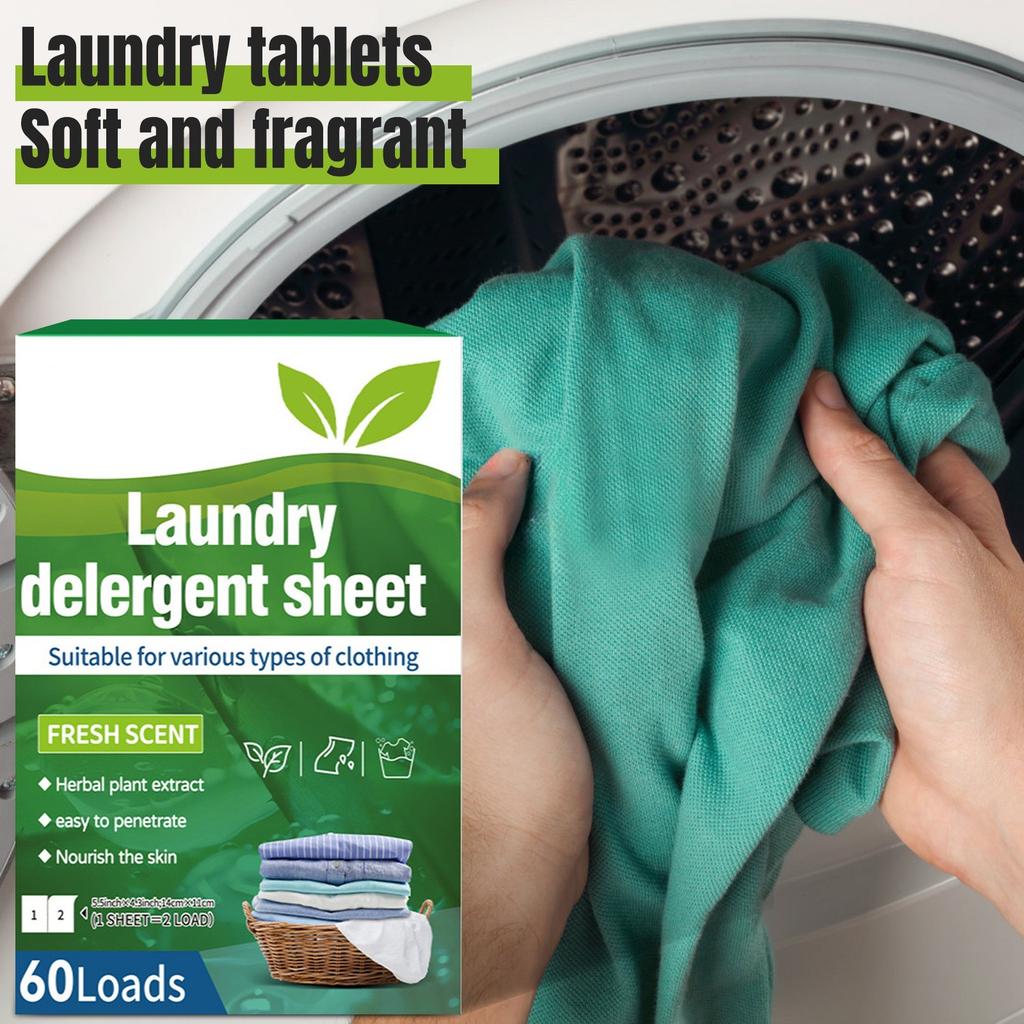 Portable Laundry Tablets Concentrated Stain Removal Instant Bubble Tablets Fresh Linen Scent Household Laundry Paper