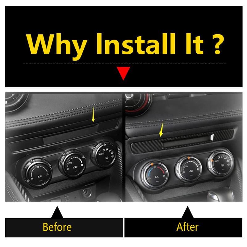 Central Control Air Conditioning Switch Button Panel Cover Trim For Mazda CX-3 CX3 2016 - 2024 Carbon Fiber Interior Accessories