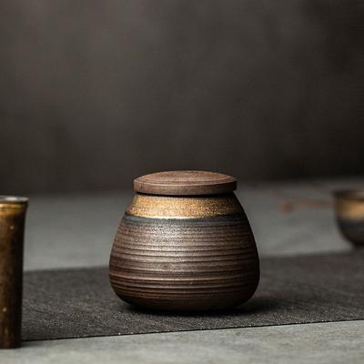 Ceramic Tea Canister Small Sealed Canister Moisture-Proof Storage Canister Coarse Ceramic Jar