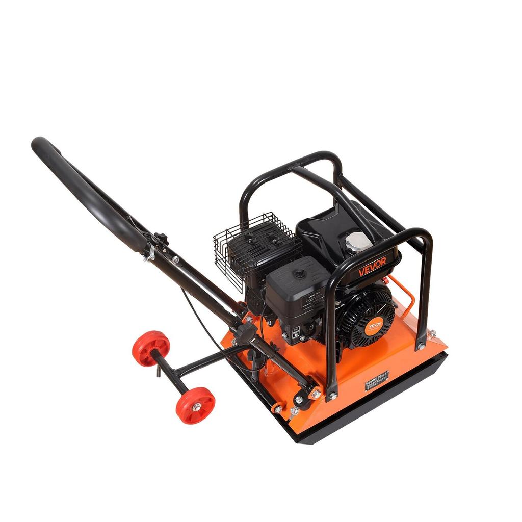 Plate Compactor, 6.5 HP 212CC Gas Engine, 6400 VPM Vibrating Ground Rammer, 15 kN Compaction Force, 53 X 40 Cm Plate, Walk Behind Compactor for Paver