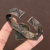 Natural Rough Prehnite Gemstone Handmade Copper Wire Wrap Bangle Adjustable K5G77