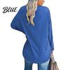 T-shirt Top V-neck Long Sleeve Mid-Length Spring Tunic Autumn Solid Color Loose Pullover Streetwear Blouse