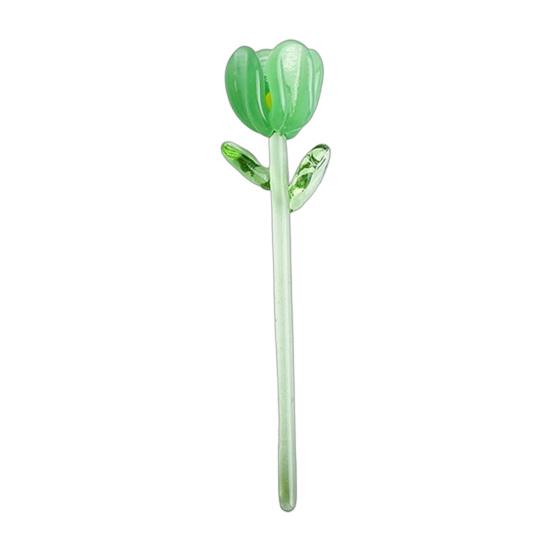 Mini Glass Flower Ornament Handmade Colored Glass Flower Miniature Collectible Tiny Flower Decoration for Table Centerpiece Bookshelves Micro