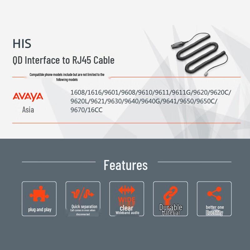 Plantronics HIS Headset-Kabel für Avaya Telefone (CN-Version)