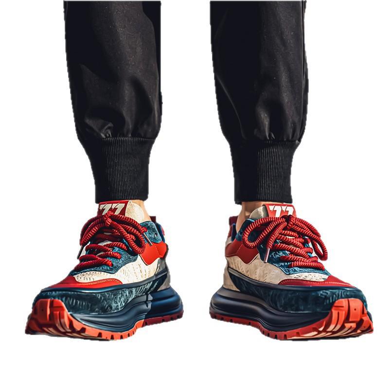 Men's Shoes Trend Versatile Casual Sports Youth Leather Surface Waterproof Anti Slip Running Height Increasing Dad