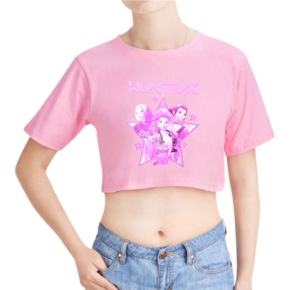 Anime K-Pop Lovci démonů Crop topy Dámské O-výstřih Krátký rukáv Tričko Dívčí móda Dámské Harajuku Krátký rukáv Ležérní