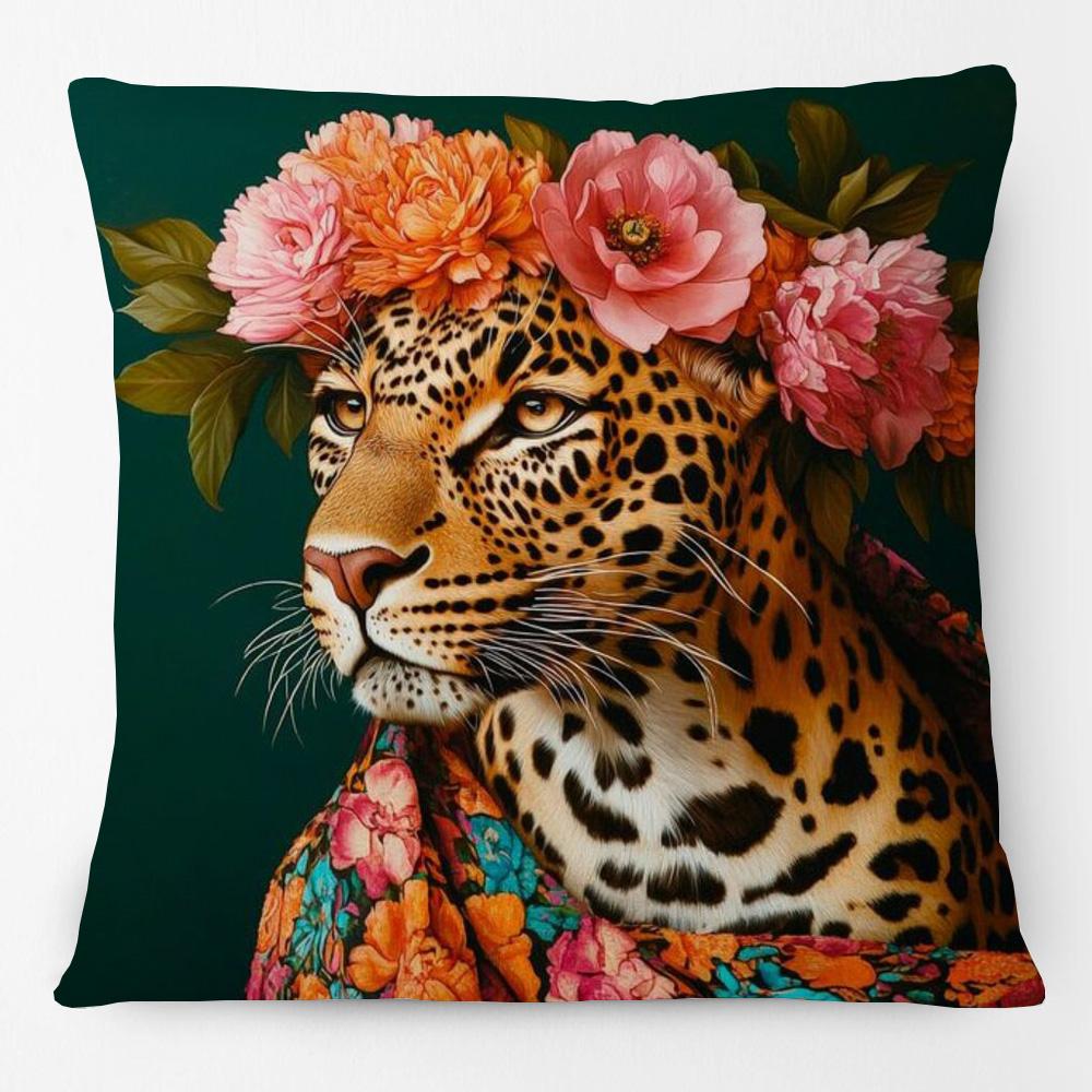 Fashion Chic Floral Animals Posters Cushion Cover Tiger Leopard Highland Cow Cockatoo Cat Dog Print Pillow Case