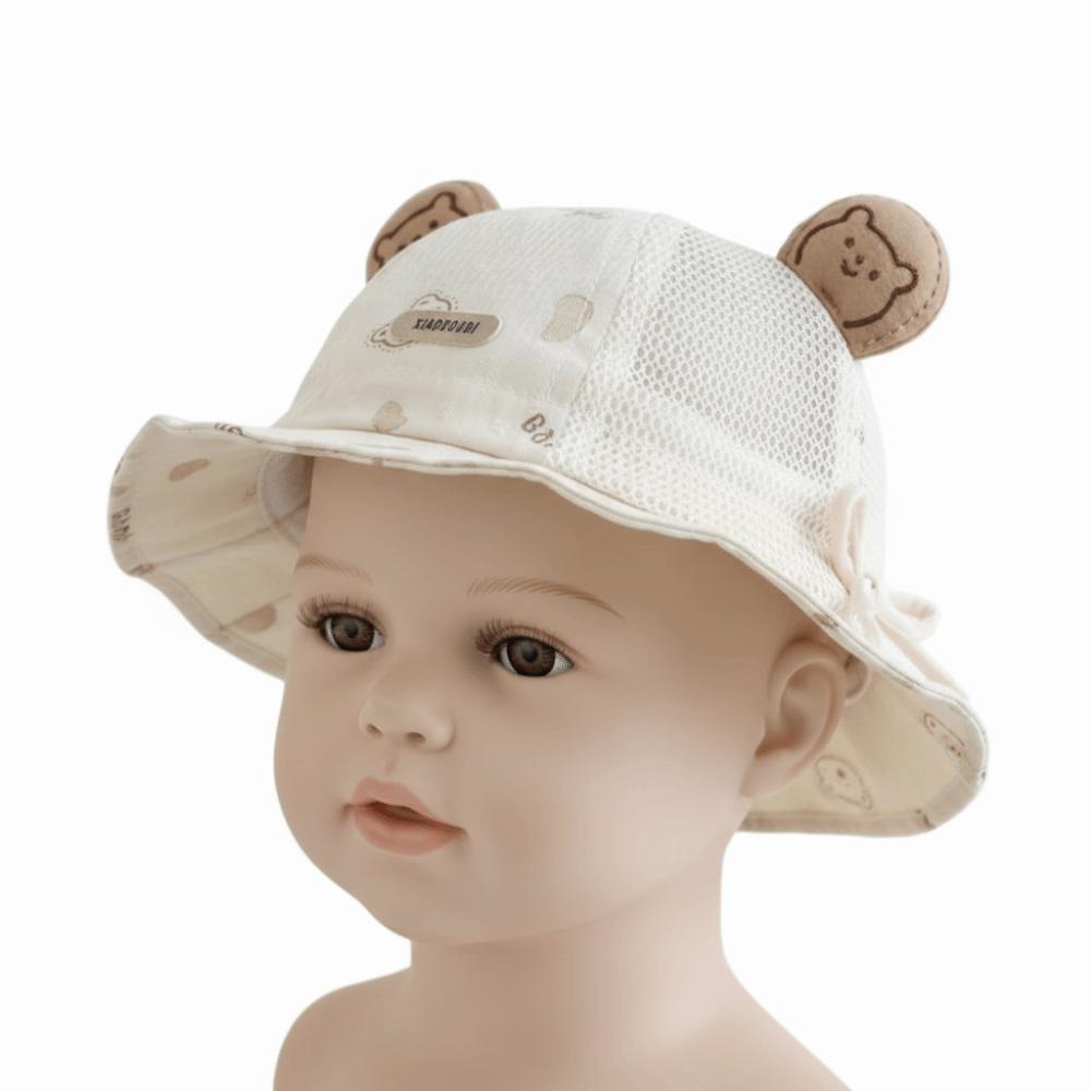 Bear Ear Infant Mesh Hat Cartoon Toddler Bucket Hat Adorable Children Fisherman Hat  Spring Summer