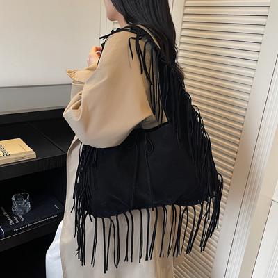 Frosted Tassel Underarm Bag Women's 2025 Autumn and Winter New Large-capacity Versatile Dumpling Bag Retro Shoulder Messenger Bag