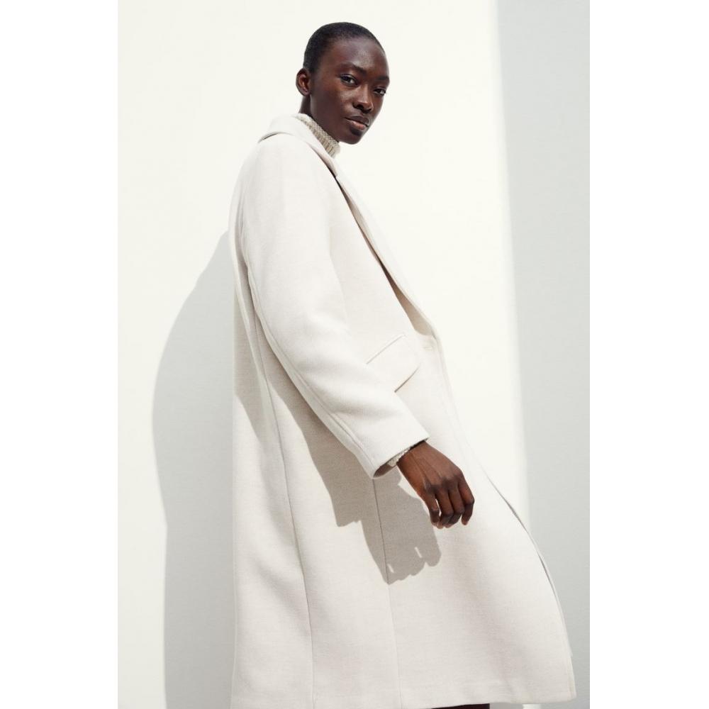 

H M double breasted coat light beige