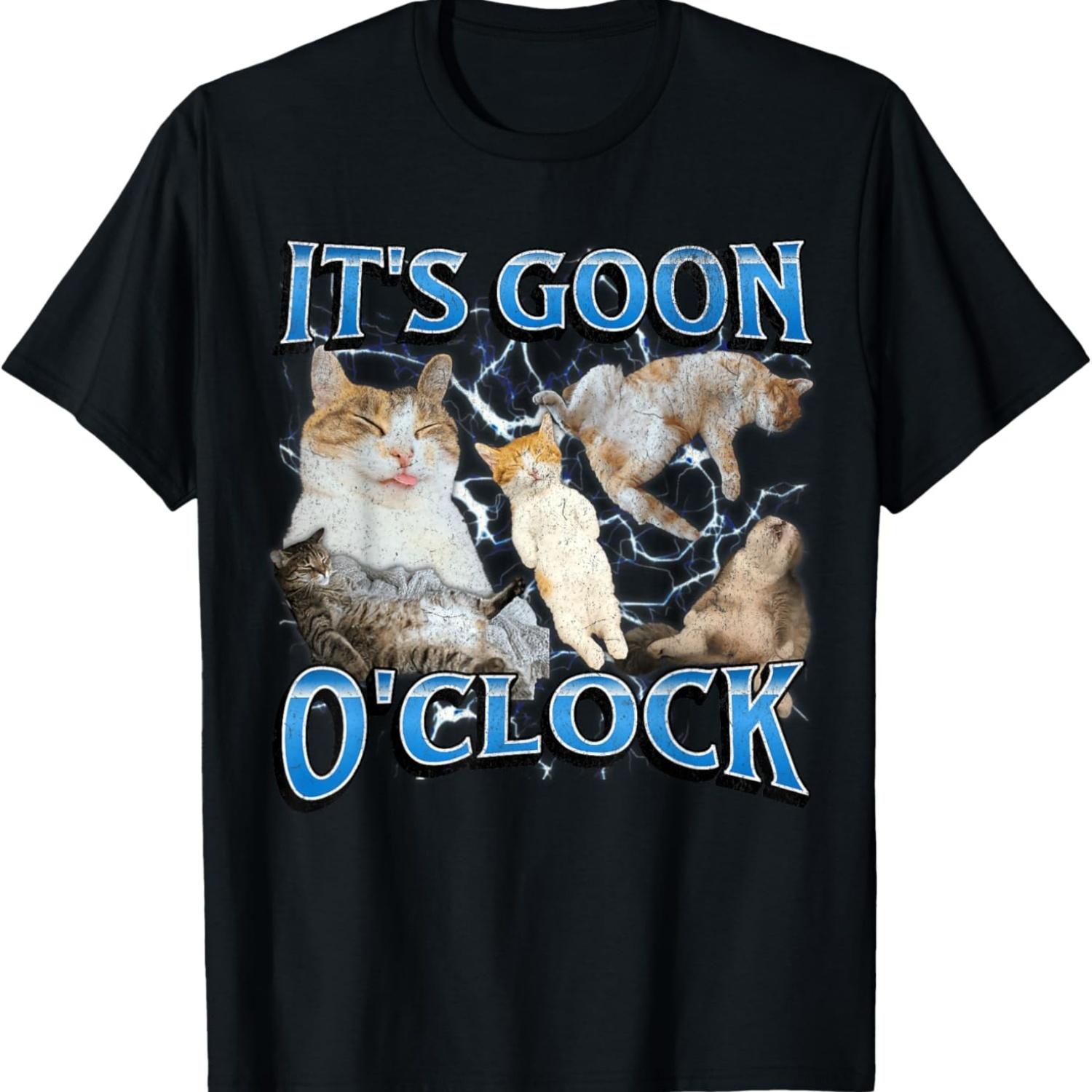 Gooning O clock Funny Offensive Cat Meme Bootleg Graphic Men Women T-Shirt S чёрный