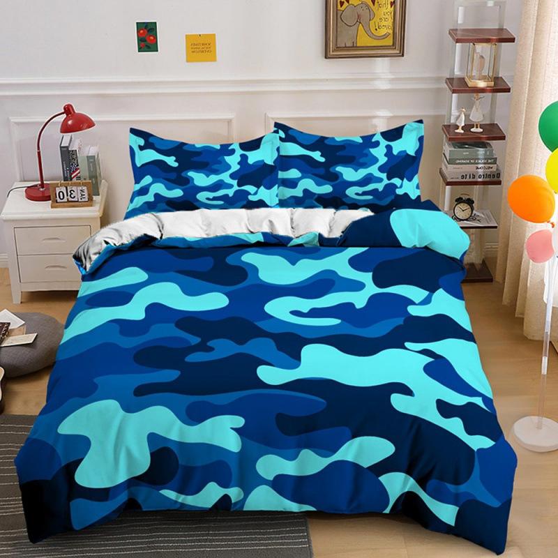 Fashion Camouflage Pattern Three-Piece Set Geometric Plaid Bed Sheet Quilt Cover Pillowcase Bedding Kit