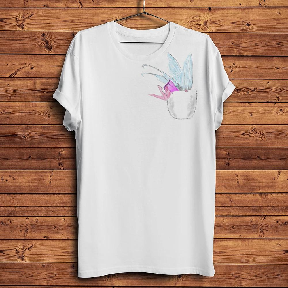 Cute Fairy Fly Into Your PocketFunny 3d Print TshirtUnisex New White Casual Short TShirtStreetwear TeeBreathable Print S