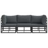 Outdoor Furniture Set with Cushions 3 Piece Black and Anthracite Metal