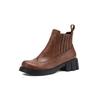 Women's shoes European and American large-size women's boots round head low-heeled Martin boots leather boots versatile soft-soled low boots