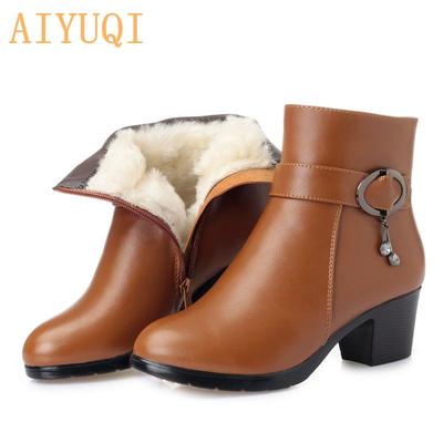 Echtes Leder Damen kurze Winterstiefel Damen Marton Stiefel Wollfutter Damen Schneestiefel