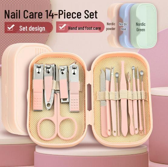 14-Piece High-End Manicure Set: Nail Clippers & Ear Pick