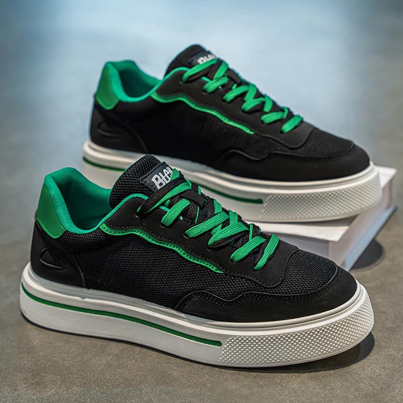 Men's shoes new summer breathable mesh thick sole heightening sports and leisure shoes men's low-top board shoes