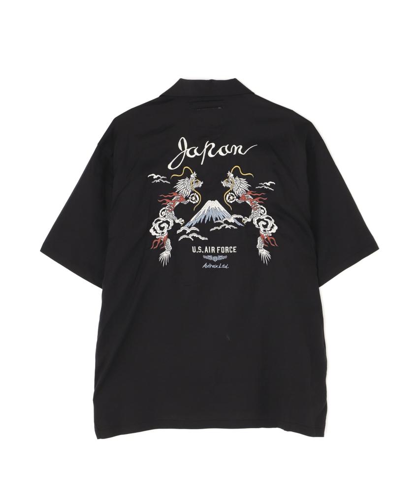 Avirex Double Dragon Souvenir Short Sleeve Size Shirt, Men's Shirt, XL, Black, 783-5123013