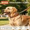 Studded Dog Collar Braided Leather Leash Set with Spring Shock Absorber for Large Breed Dogs