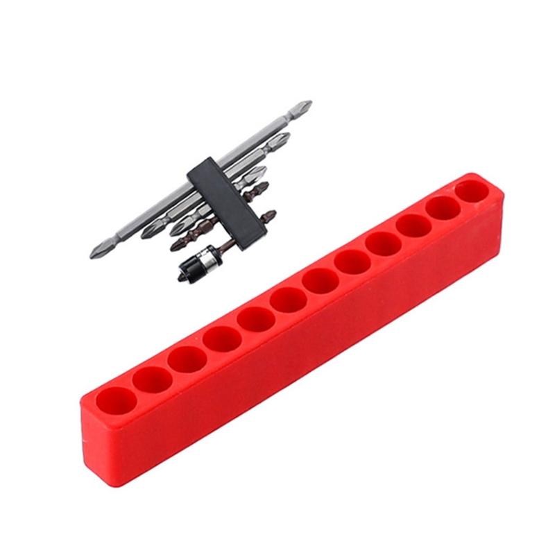 5 Pieces 12 Holes Hex Bit Organiser Screwdriver Bit Holder Plastic 1/4 Inch Hex Shank Drill Bit Storage for Case