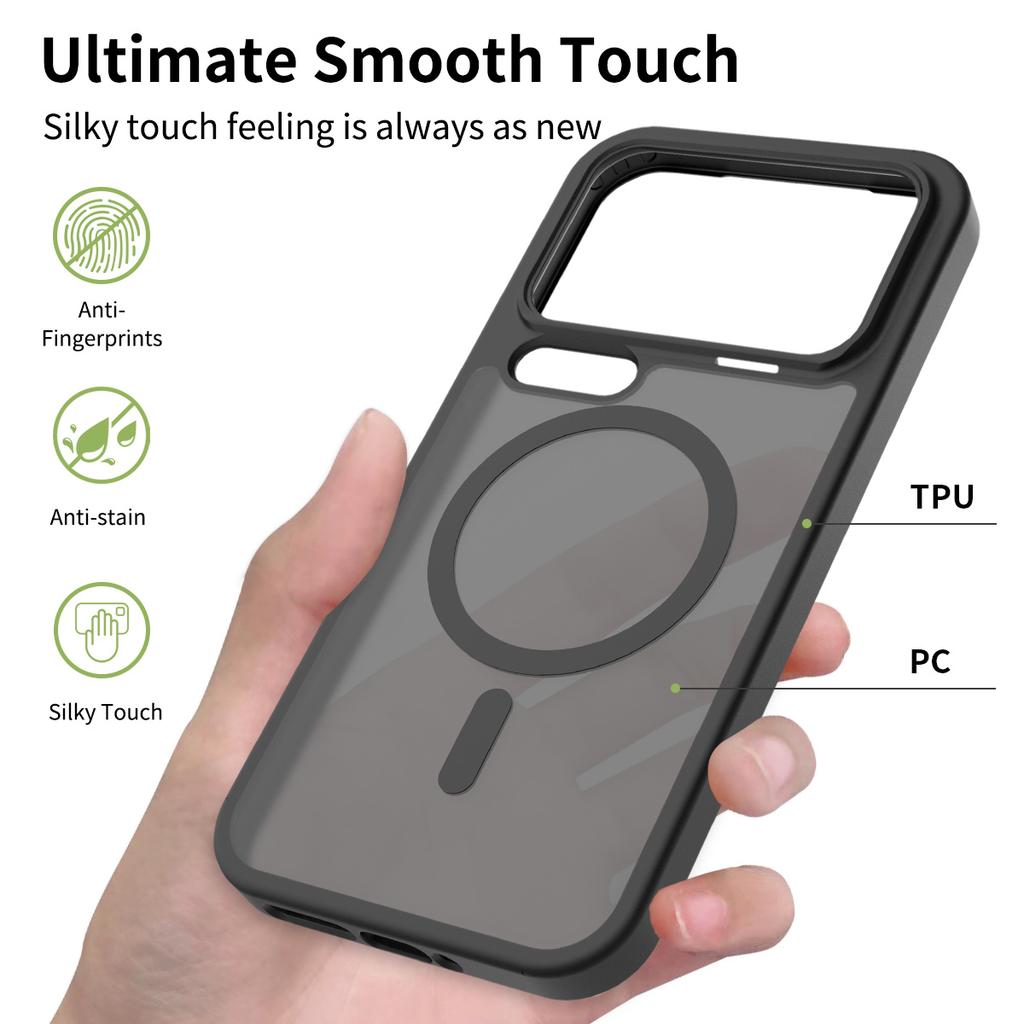 Cilt Hissi Manyetik Telefon Kılıfı Xiaomi 17 Pro Max İçin Magsafe Kablosuz Şarj TPU Çerçeve Sert Plastik Arka Kapak Coque Fundas
