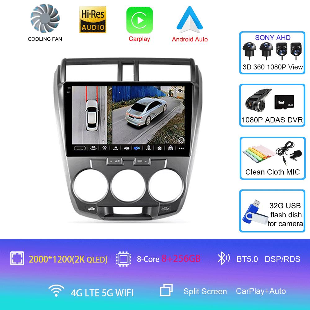 Car Radio Android 14 Carplay Multimedia Player For Honda City 2008 2009 2010 2011 2012 2013 2014 Autoradio Stereo 2din Head Unit