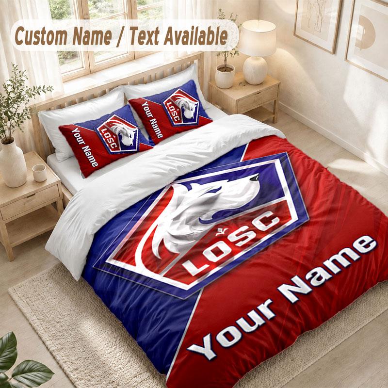Custom Name Bedding Set 3 PiecesLOSC Lille Print Duvet Cover + 2 Pillowcases Soft Bed Decor