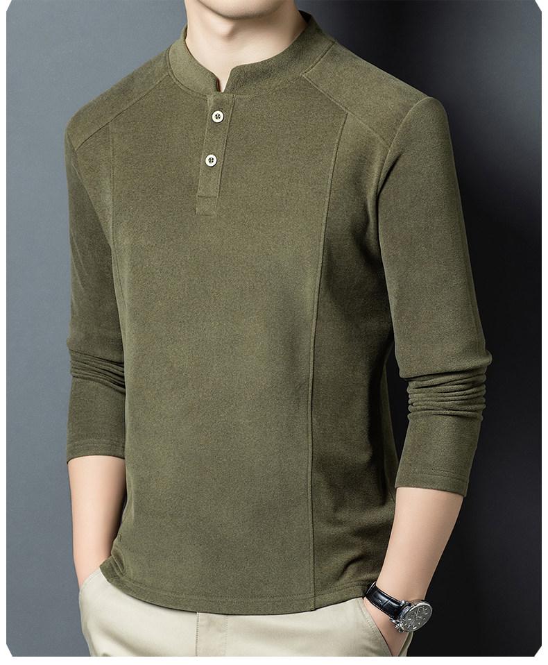 Men's Skin-Friendly Woodpecker Polo Shirt - Warm German Velvet, Stand-Up Collar, Casual Business, Autumn/Winter