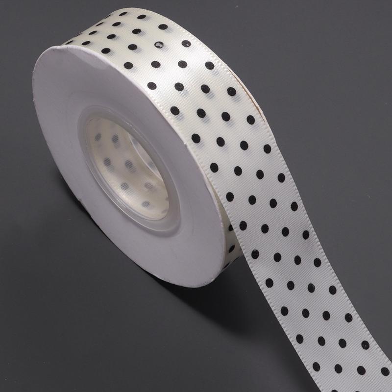 Fadeless Polka Dot Satin Ribbon 25mm 25 Yards Per Lot Reusable DIY Craft Material for Hair Bow Making Wedding Decor