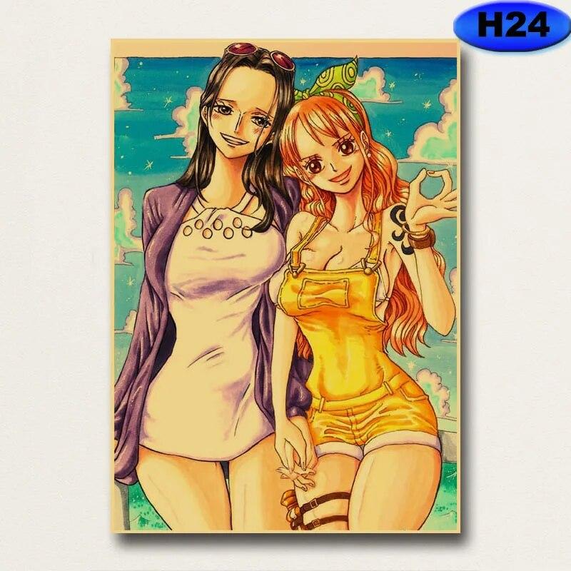 Vintage Anime ONE PIECE Posters Kraft Paper Retro Poster Wall Art Painting Study Home Living Room Bar Decoration Pictures Wall Stickers
