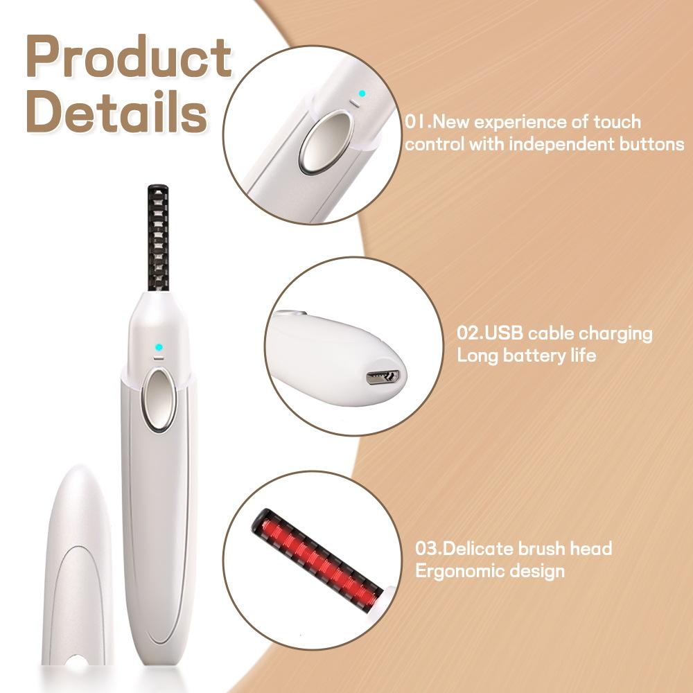 Heated Eyelash Curler - Electric Lash Curling Wand with Auto-Adjusting Temperature & Portable Design for Long-Lasting Curves
